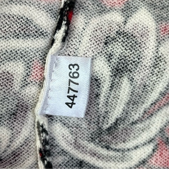 LOFT Burgundy Red Floral Ribbed Knit Sweater Cardigan Sz S Button Career Church - Picture 5 of 14